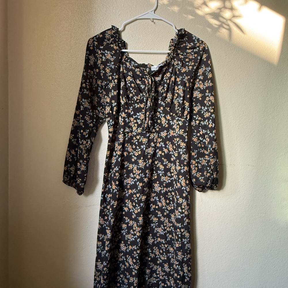 Dollcake Black Floral Long Sleeve Dress